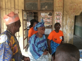 Iya and Baba Oja of Agbalata Market, Badagry welcoming welcoming the WOCON Team back from the Market-Motor Park Outreach