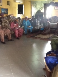 The Wocon Team (kneeling) Taking Pictures with High Chief Dr. Owheton Ahunbe II