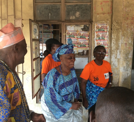 Iya and Baba Oja of Agbalata Market, Badagry welcoming welcoming the WOCON Team back from the Market-Motor Park Outreach