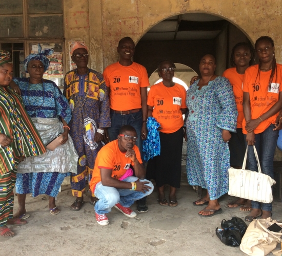WOCON Staff and Partners pose with Market Executives of Agbalata Market, Badagry, to the left is Mrs. Rukayat Rabiu, Market Secretary